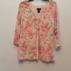 Avenue    Pastel Floral Vneck Top       Plus:26/28